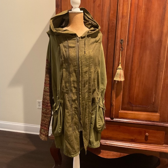 Free people Mixed Media Tapestry Jacket, , Green/ Brown, Size L - Picture 3 of 11